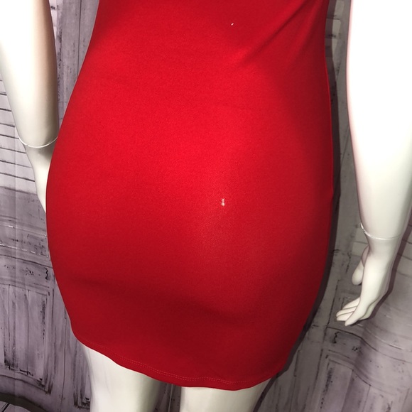 Red mini one shoulder dress - Picture 7 of 8
